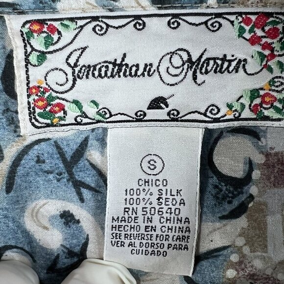 Jonathan Martin Womens S 100% Silk Button Up Blouse Abstract Print Southwestern - Picture 13 of 15